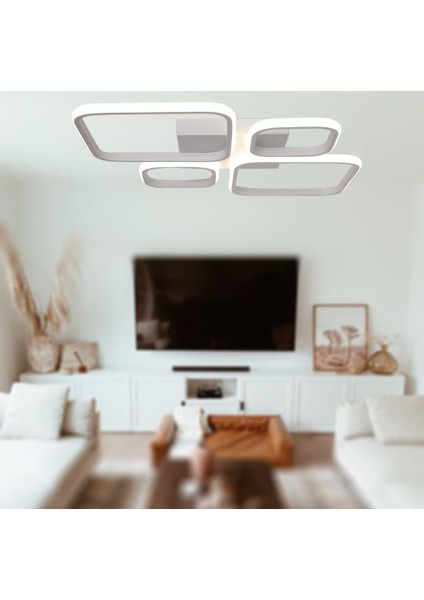 TT050-BY Tt Aydınlatma Baklava Desen Mat Beyaz 4 Lü LED Avize
