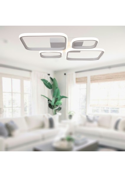 TT050-BY Tt Aydınlatma Baklava Desen Mat Beyaz 4 Lü LED Avize