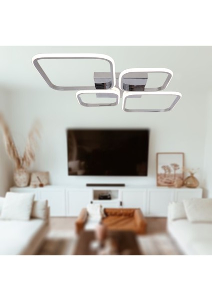 TT050-KR Tt Aydınlatma Baklava Desen Krom Kaplama 4 Lü LED Avize
