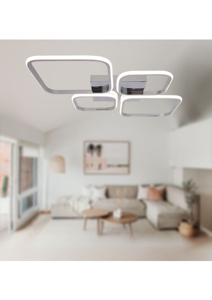 TT050-KR Tt Aydınlatma Baklava Desen Krom Kaplama 4 Lü LED Avize