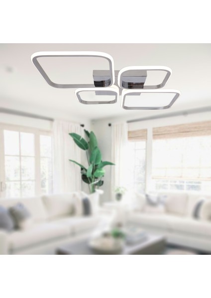 TT050-KR Tt Aydınlatma Baklava Desen Krom Kaplama 4 Lü LED Avize