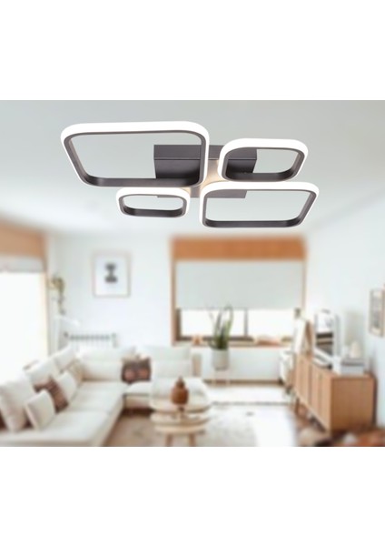 TT050-SY Tt Aydınlatma Baklava Desen Mat Siyah 4 Lü LED Avize