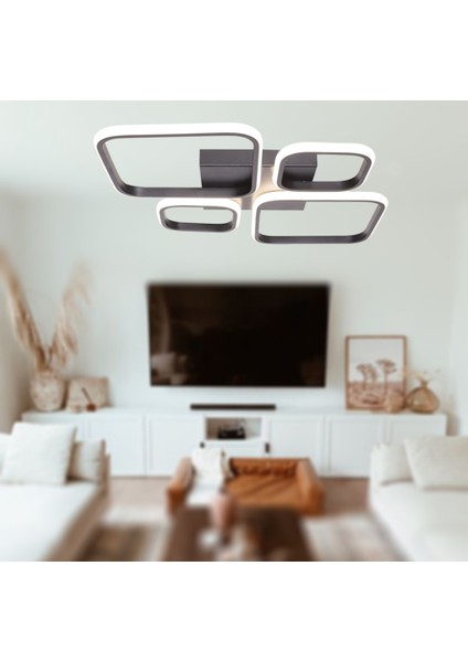 TT050-SY Tt Aydınlatma Baklava Desen Mat Siyah 4 Lü LED Avize