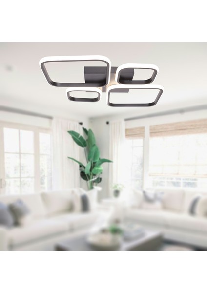 TT050-SY Tt Aydınlatma Baklava Desen Mat Siyah 4 Lü LED Avize