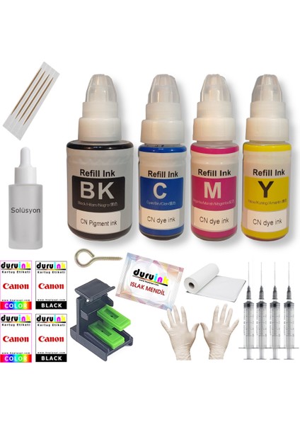 Canon E404 E414 Yazıcı Uyumlu Kartuş Dolum Seti-1.kalite Mürekkep