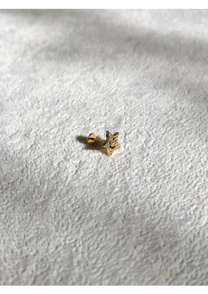Nature Cerrahi Çelik Zirkon Taşlı Gülen Yüzlü Gold Yıldız Piercing fiyatları
