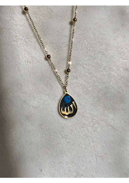 Nature Çelik Topçuklu Zincirli Nazar Boncuklu Allah Yazılı Gold Renk Kolye fırsatları