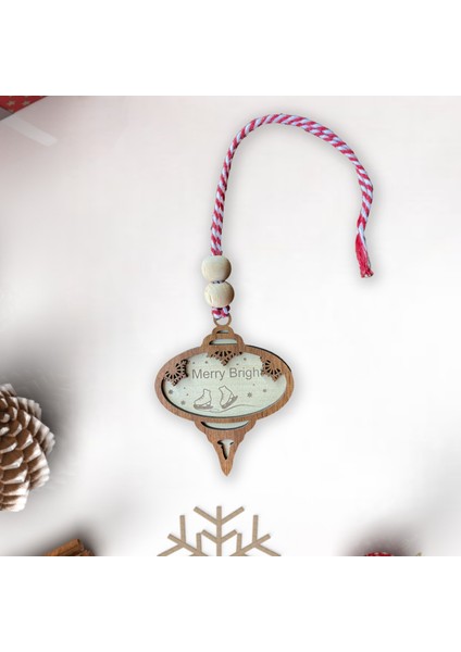 Iskandinav Tarzı Otantik Merry Bright ve Buz Pateni Ayakkabısı Desenli Yılbaşı Ağacı Süsü, Özel Dekorasyon fiyatları