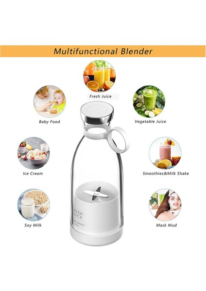 Şarjlı Portatif Taşınabilir El Blenderi Meyve Sıkacağı Mama Karıştırıcı Smoothie Milkshake 350 ml indirimleri