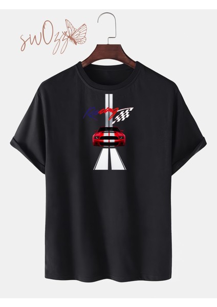 Mustang 3 Boyutlu Siyah Oversize Tshirt