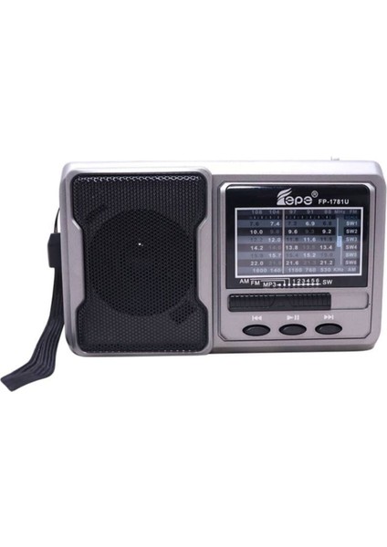 Fm Radyolu Bluetoothlu Şarjlı Cep Radyosu + El Feneri FP-1781BT