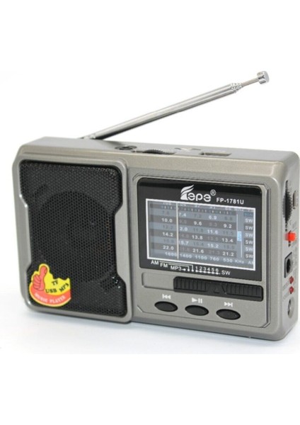 Fm Radyolu Bluetoothlu Şarjlı Cep Radyosu + El Feneri FP-1781BT