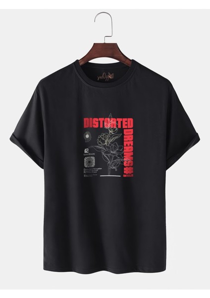 Dıstorted Dreams Özel Tasarımlı Oversize Bol Kalıp Siyah Tshirt