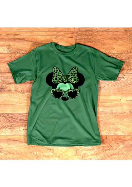 Mickey Mouse Baskılı Yeşil Tshirt
