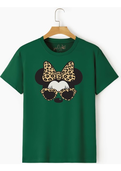 Mickey Mouse Baskılı Yeşil Tshirt