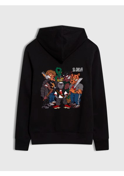 Uzi El Chavo Ön ve Sırt Baskılı Siyah Tshirt