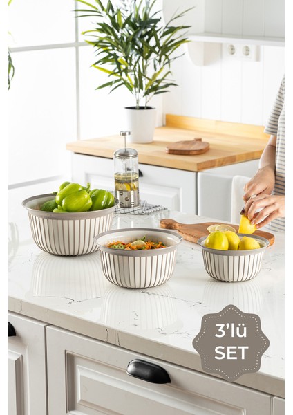 3lü Linea Kase Seti Bej 1x(1, 2, 3 Litre)