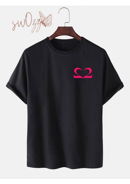 Motive Minimal Tasarımlı Yüksek Kaliteli Siyah Penye Tshirt