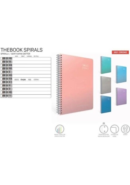 Thebook Spirals Sp.sert Kapak Defter 17X24 100 Yaprak Çizgili