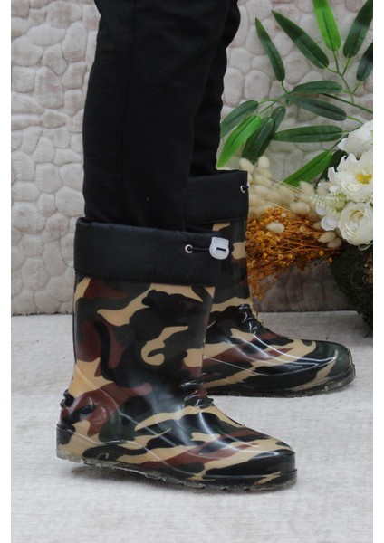 7061 Haki Kamuflaj Içi Peluşlu Su Geçirmez Erkek Çocuk Kar Yağmur Çizmesi fiyatları