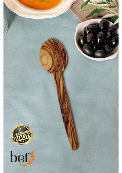 Tahta Yemek Kaşığı Mini Boy Yemek Servis Kaşığı 21 cm Doğal Zeytin Ağacı Ahşap Yemek Kaşığı El Işçiliği Kaşık