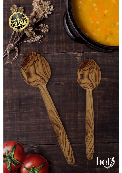 2 Parça Tahta Kaşık Seti 2 Adet Zeytin Ağacı Ahşap Yemek Servis ve Pilav Pişirme Kaşığı Seti Doğal El Yapımı Lüx Kaşık Setii