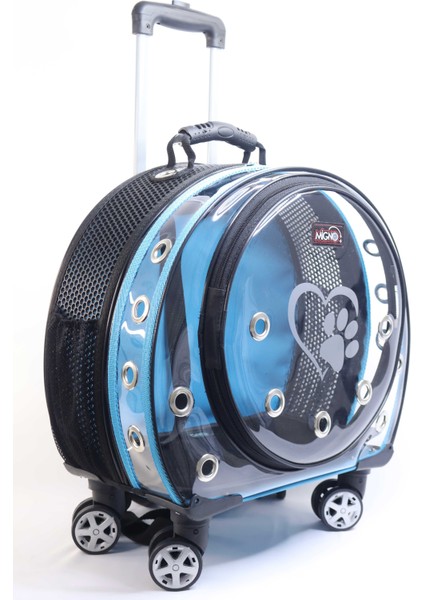 Space Model Kedi Köpek Taşıma Çantası Fileli Şeffaf Siyah Mavi