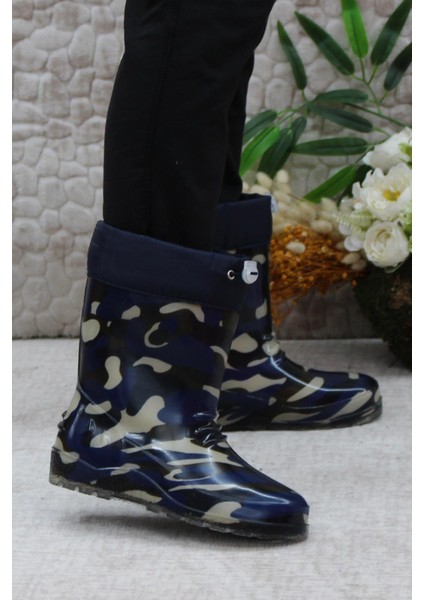 7061 Lacivert Kamuflaj Içi Peluşlu Su Geçirmez Erkek Çocuk Kar Yağmur Çizmesi fiyatları