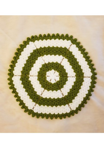 Banyo Lifi Yün El Örmesi Kare - Çiçek Desenli