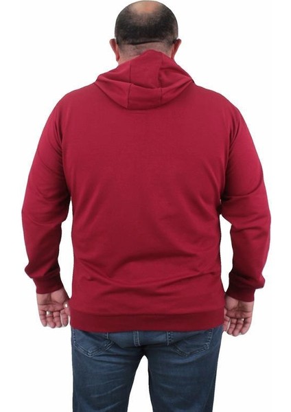 Büyük Beden Basic Mevsimlik Fermuarlı Kapüşonlu Sweat 22751 Bordo fırsatları