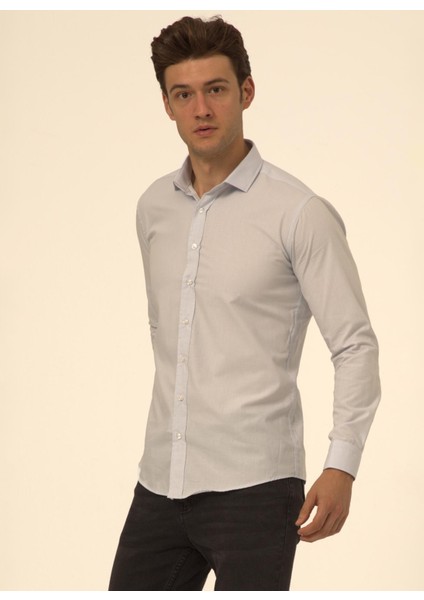 Slim Fit Klasik Yaka Düz Mavi - Buz Erkek Gömlek GM1007100568 indirimleri