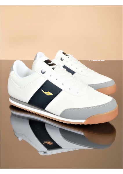 0869 Flınt Anatomik Tabanlı Erkek Sneakers Spor Ayakkabı - Beyaz Lacivert - 45
