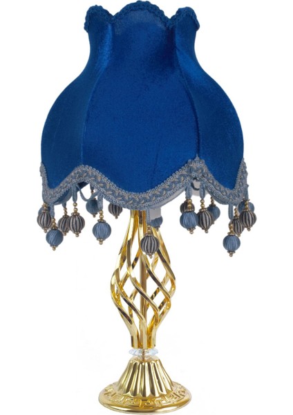 Saks Mavi Kadife Kaplı Vintage Abajur Gold Kaplama Metal Ayak 30X50CM AB0765 fiyatları