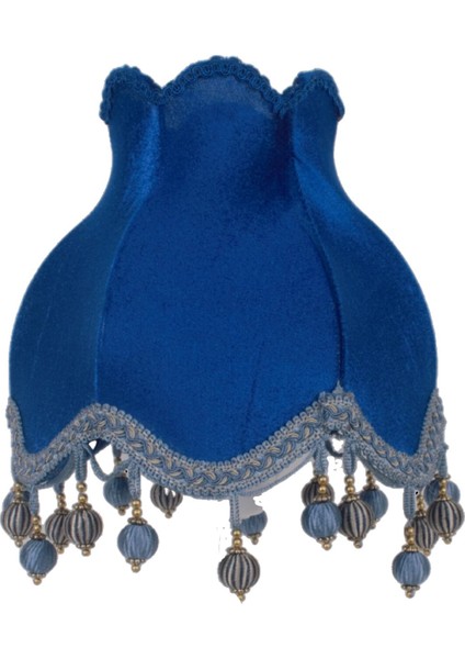 Saks Mavi Kadife Kaplı Vintage Abajur Gold Kaplama Metal Ayak 30X50CM AB0765 modelleri