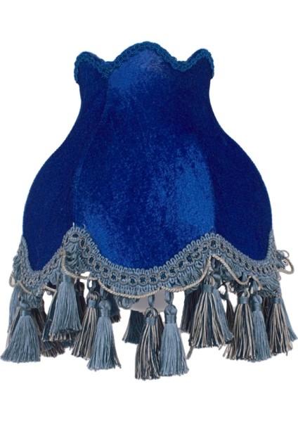 Saks Mavi Kadife Kaplı Vintage Abajur Beyaz Metal Ayak Saks Model 30X50CM AB0762 fiyatları