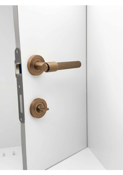 Erva Handles ZK79 Mat Antik Sarı Rozetli Wc Banyo Kapı Kolu 1 Takım