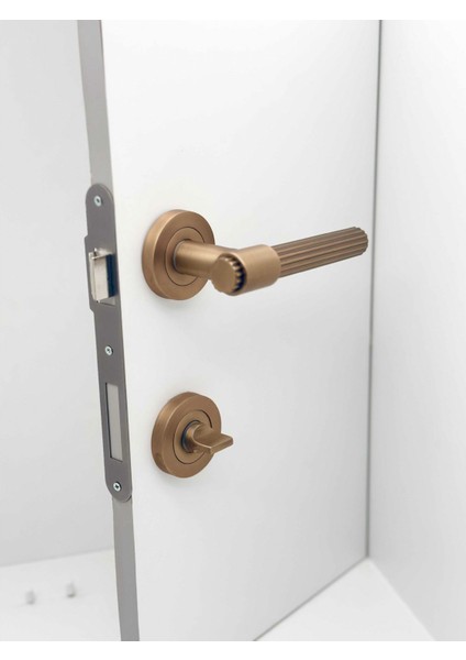 Erva Handles ZK79 Mat Antik Sarı Rozetli Wc Banyo Kapı Kolu 1 Takım