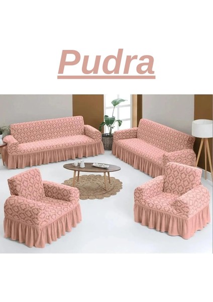 Jakarlı 3+3+1+1 Koltuk Takımı Örtüsü. Lastikli, Esnek, Yıkanabilir Koltuk, Kanepe, Çekyat Kılıfı