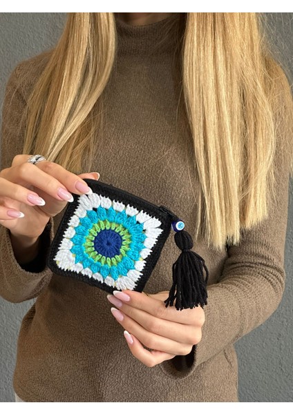 11X11 cm Kabartma Çiçekli Püsküllü Nazar Boncuğu Bozuk Para Cüzdanı fiyatları