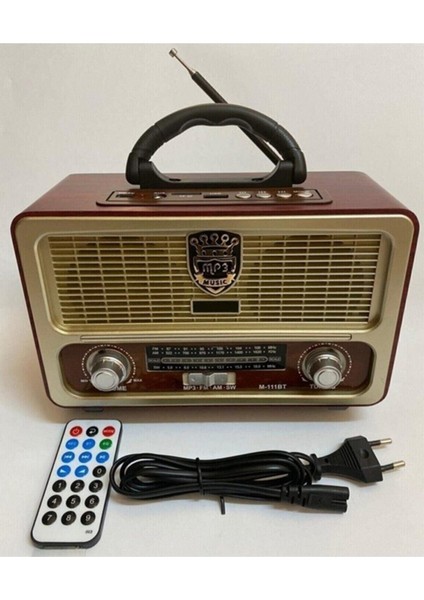 Meier M-111BT Nostaljik Ahşap Retro Fm Radyo/usb/sd/bluetooth