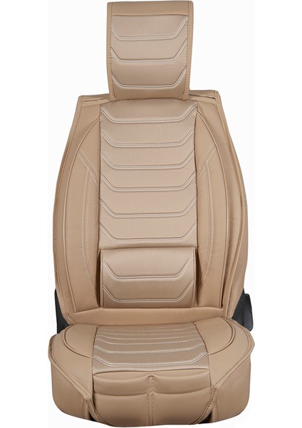 Seat Ateca Uyumlu Lüks Yarı Deri Oto Koltuk Kılıfı Ön/Arka Set (Roma) Bej