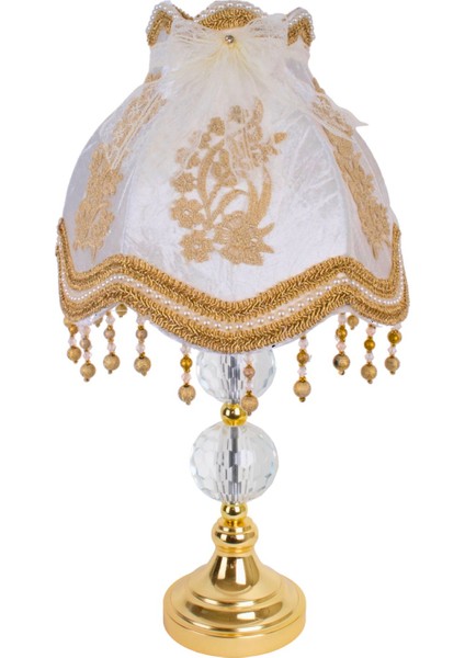 Ekru Kadife Kaplı Fransız Dantel Süsleme Vintage Abajur 30X50CM AB0767 fiyatları