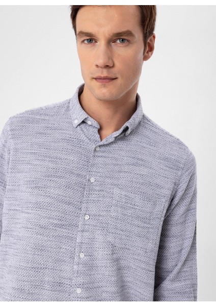 Regular Fit Düğmeli Yaka Düz Lacivert Erkek Gömlek GM1008300078 fırsatları