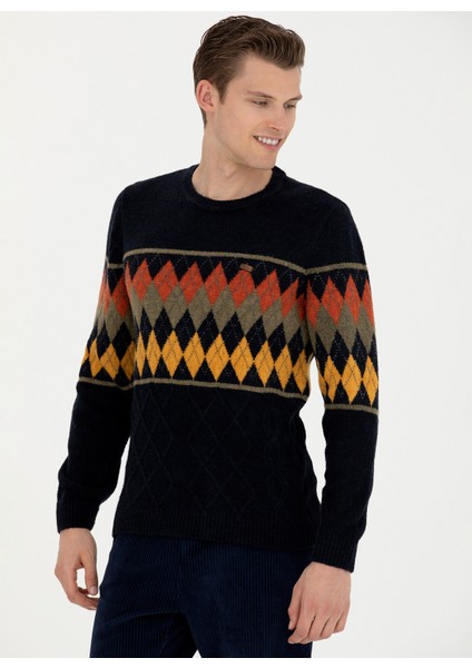 Bisiklet Yaka Regular Fit Laciverterkek Kazak Rc-Puko modelleri