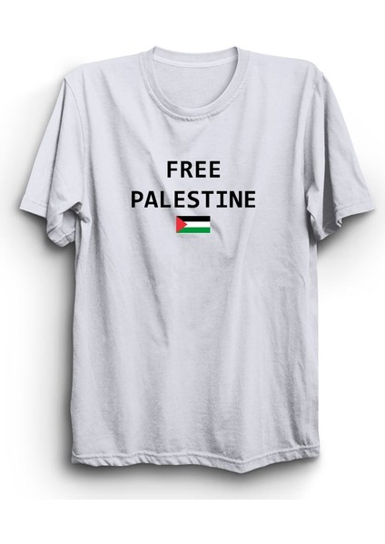 Özgür Filistin, Bayraklı, Free Palestine With Flag Tişört