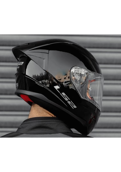 Rapıd 2 Race Parlak Siyah Full Face Motosiklet Kaskı