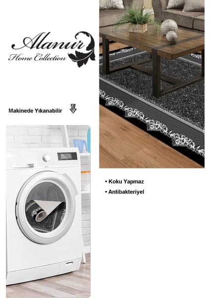Dijital Salon Halısı Trend Keçe Kaymaz Taban Modern Vicky Siyah modelleri
