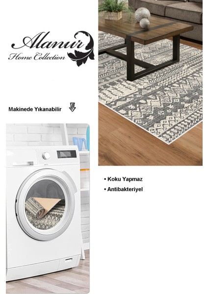 Dijital Salon Halısı Yıldız Deri Kaymaz Taban Iskandinav Earnestine Gri Bej modelleri