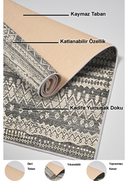 Dijital Salon Halısı Yıldız Deri Kaymaz Taban Iskandinav Earnestine Gri Bej indirimleri