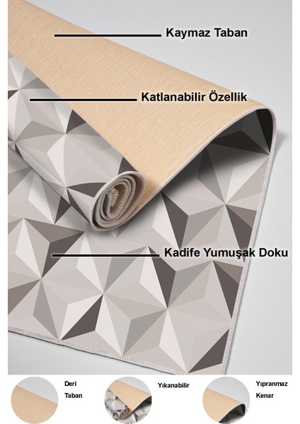 Dijital Salon Halısı Yıldız Deri Kaymaz Taban Modern Elyta Bej indirimleri